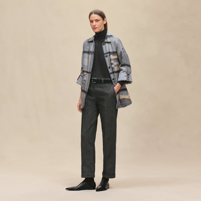 Gris Ténorite "Coloriages De Jour" Quilted Overshirt