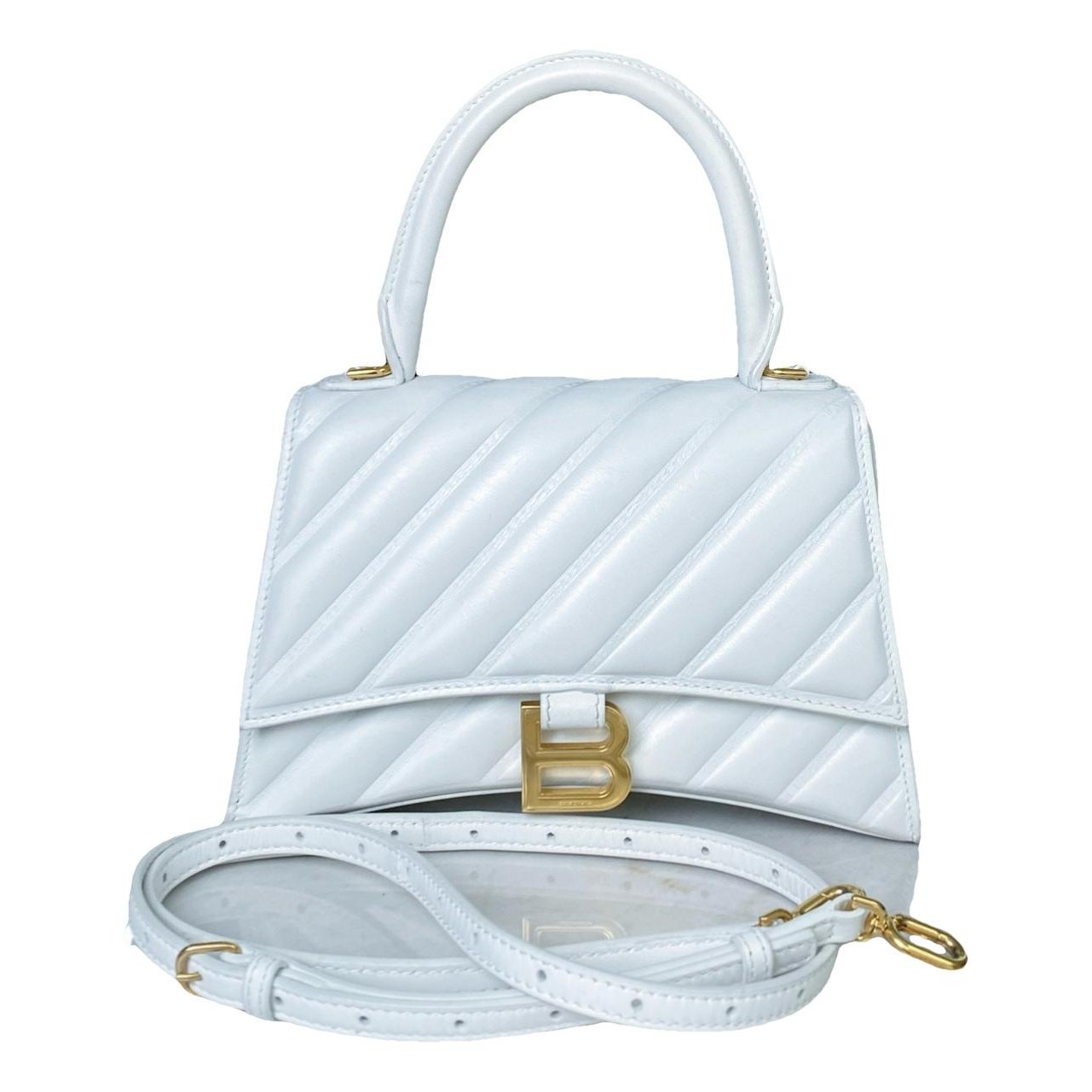 Hourglass leather handbag