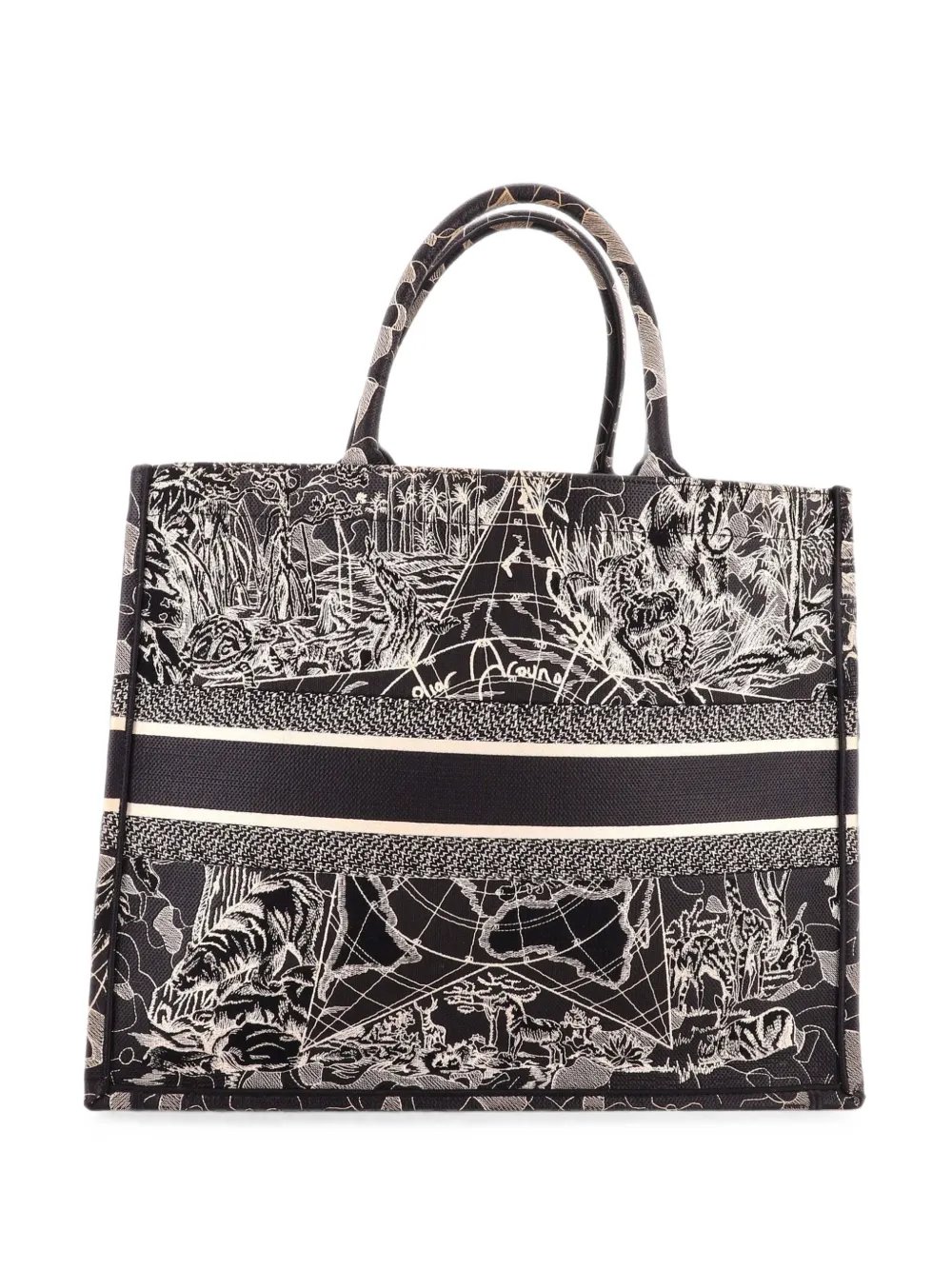 Book Embroidered Canvas Large tote bag
