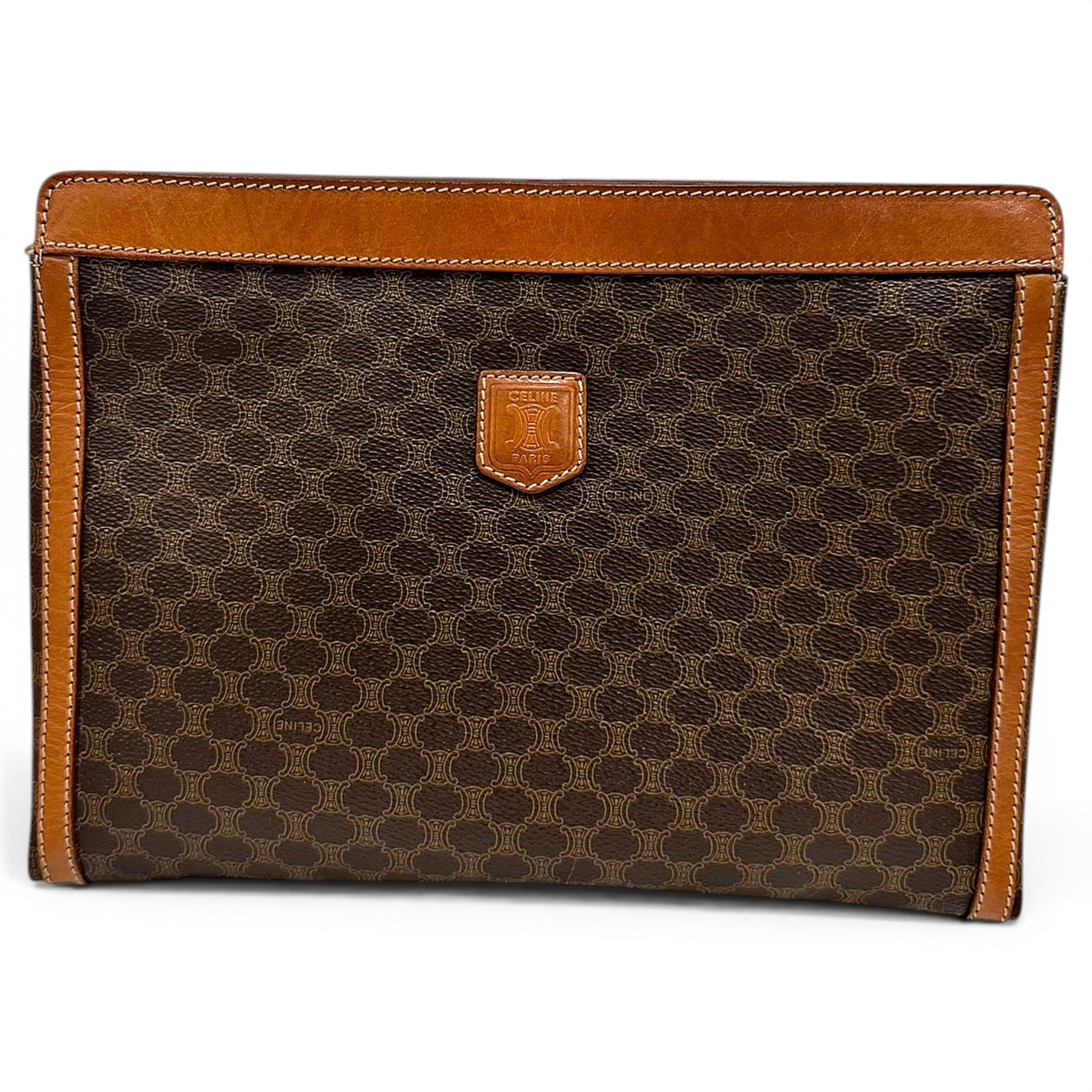 Triomphe Vintage leather clutch bag