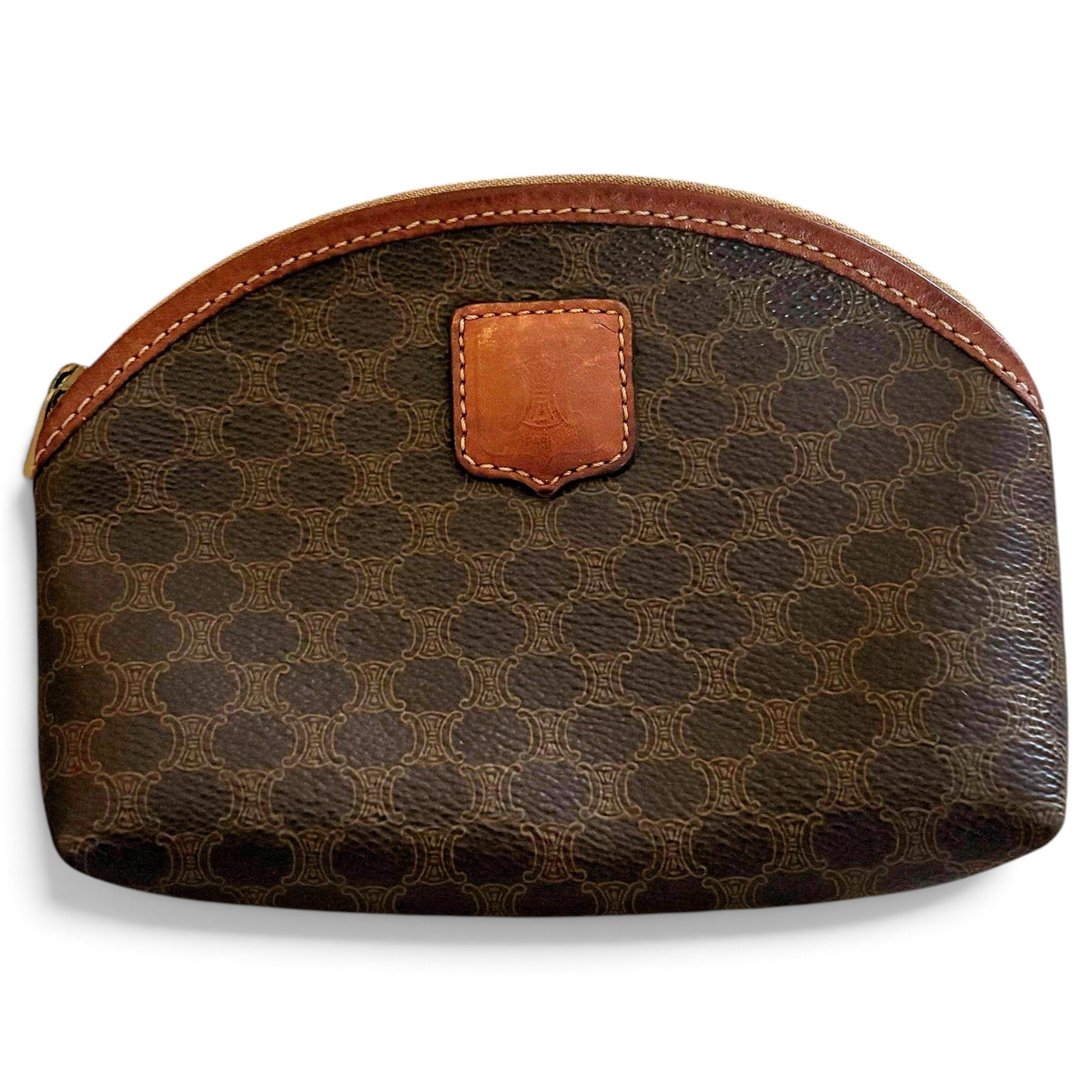 Triomphe Vintage leather clutch bag