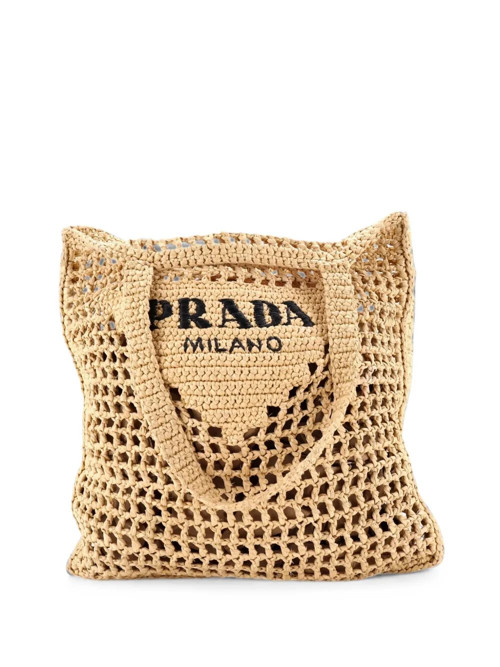Triangle Logo Open Raffia tote bag