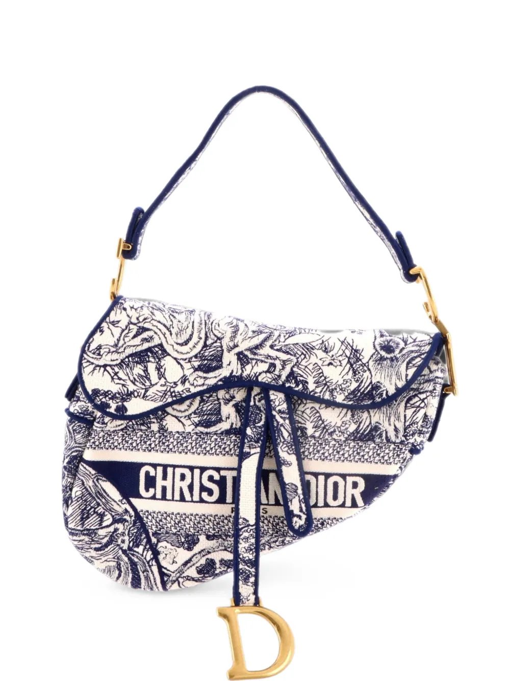 Saddle Bag Logo Embroidered Canvas Medium shoulder bag