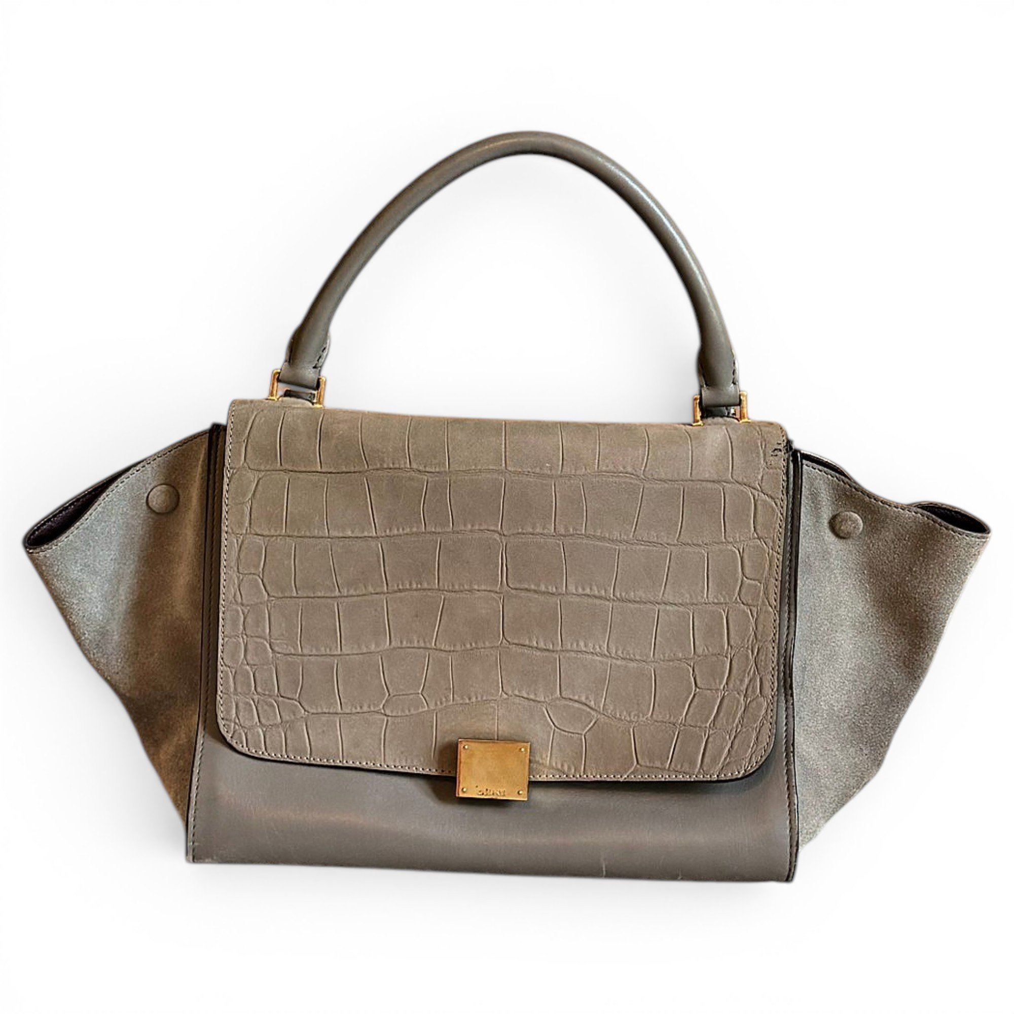 Trapèze leather handbag