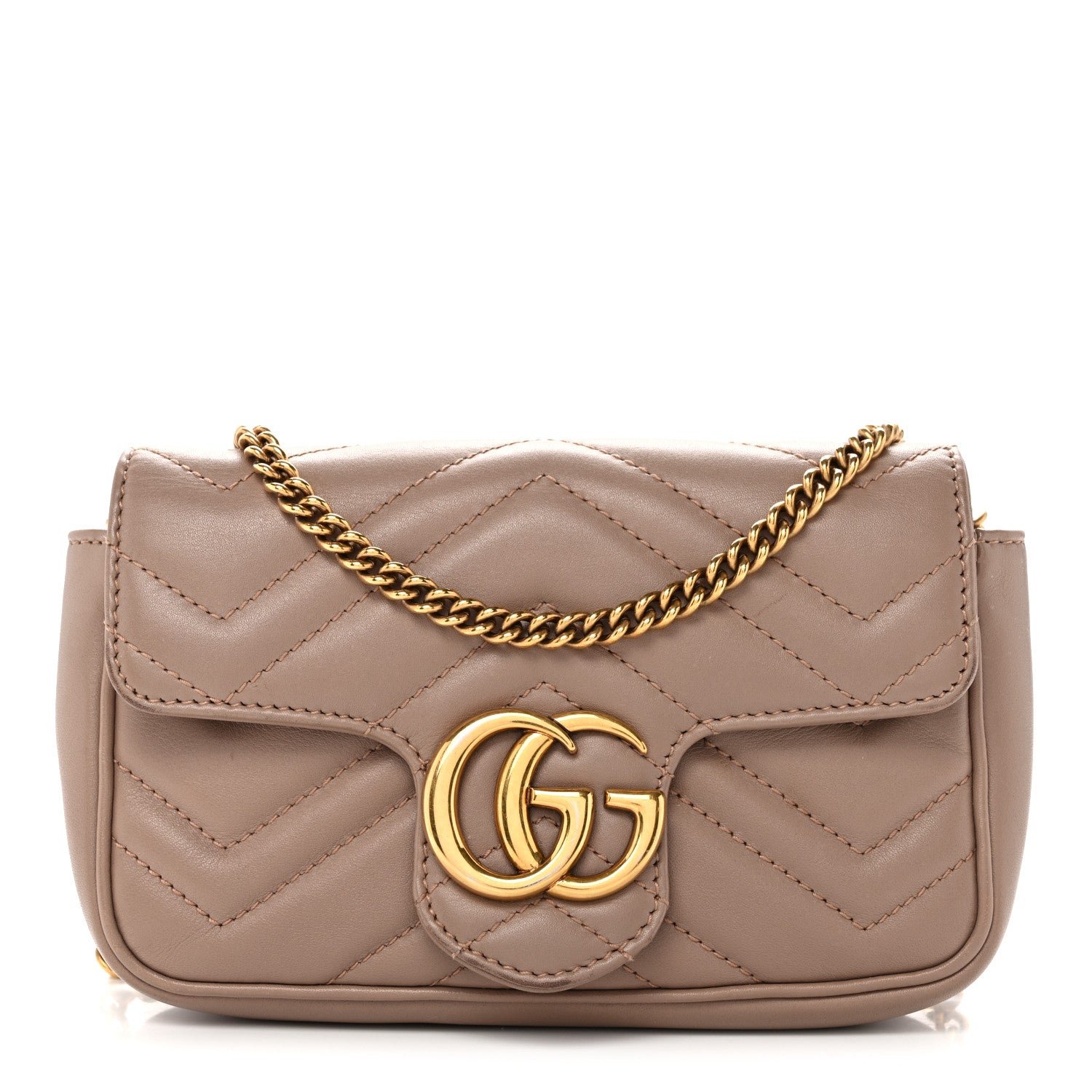 Gucci Calfskin Matelasse Super Mini GG Marmont Shoulder Bag Porcelain Rose