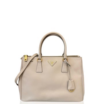 Saffiano Lux Leather Double Zip Tote Medium