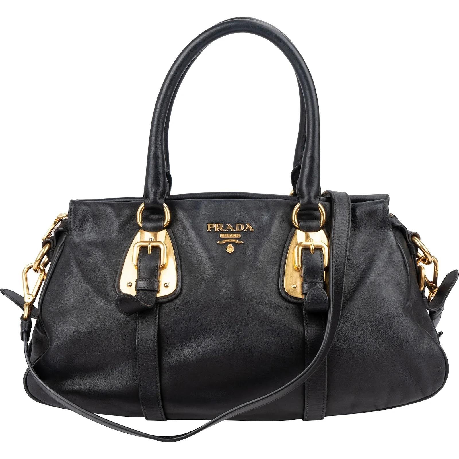 Buckle leather tote