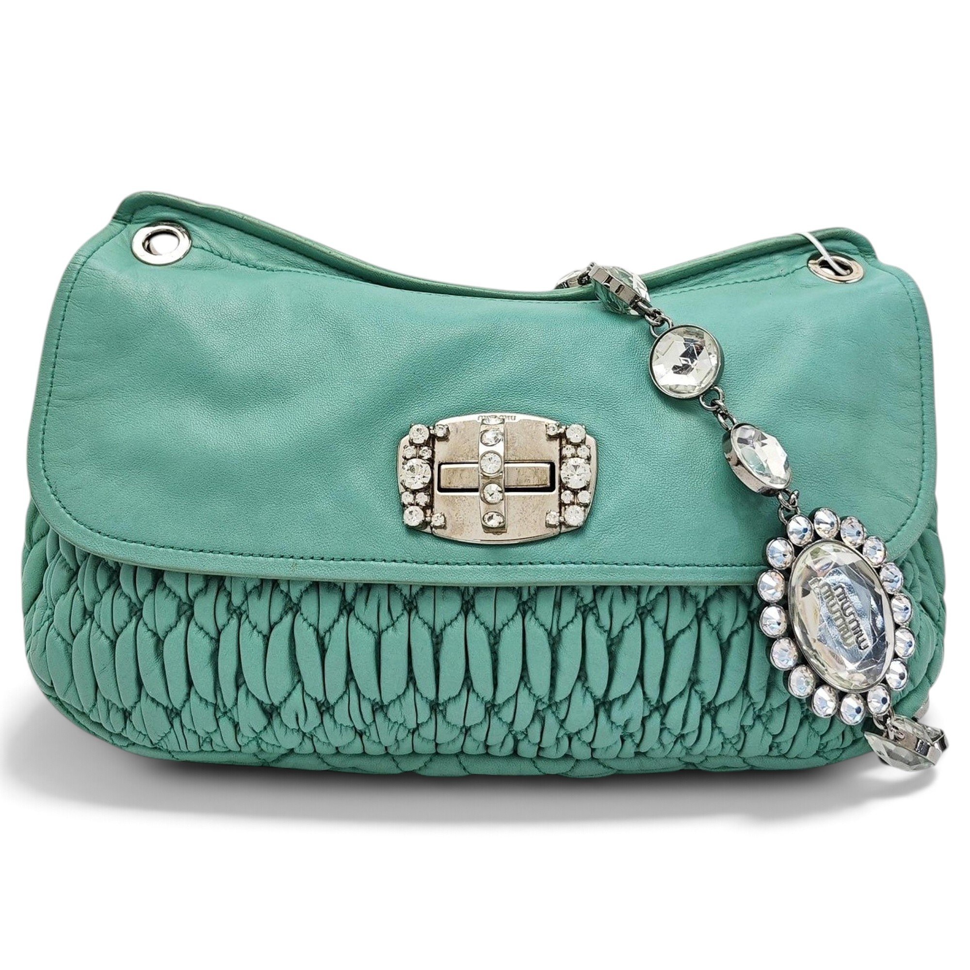 Miu Crystal leather handbag