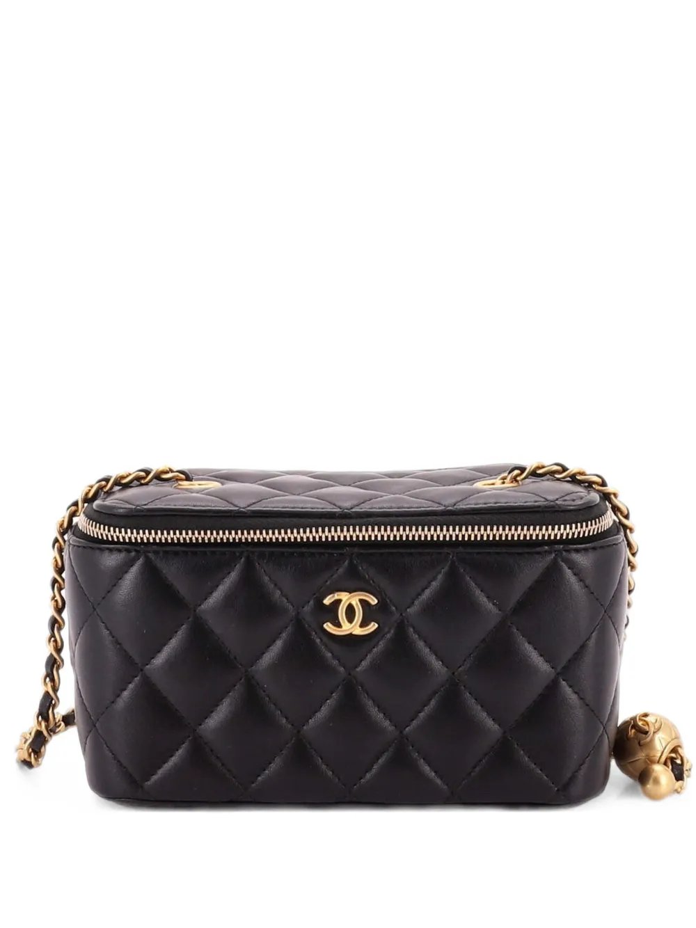 Pearl Crush Vanity Case with Chain Quilted Lambskin Small clutch bag
