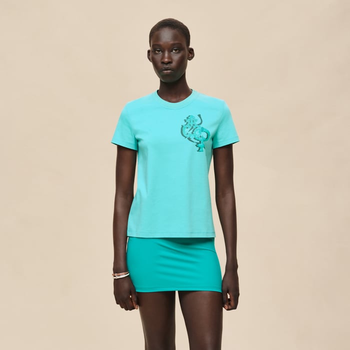 Vert Menthe Printed Straight T-shirt