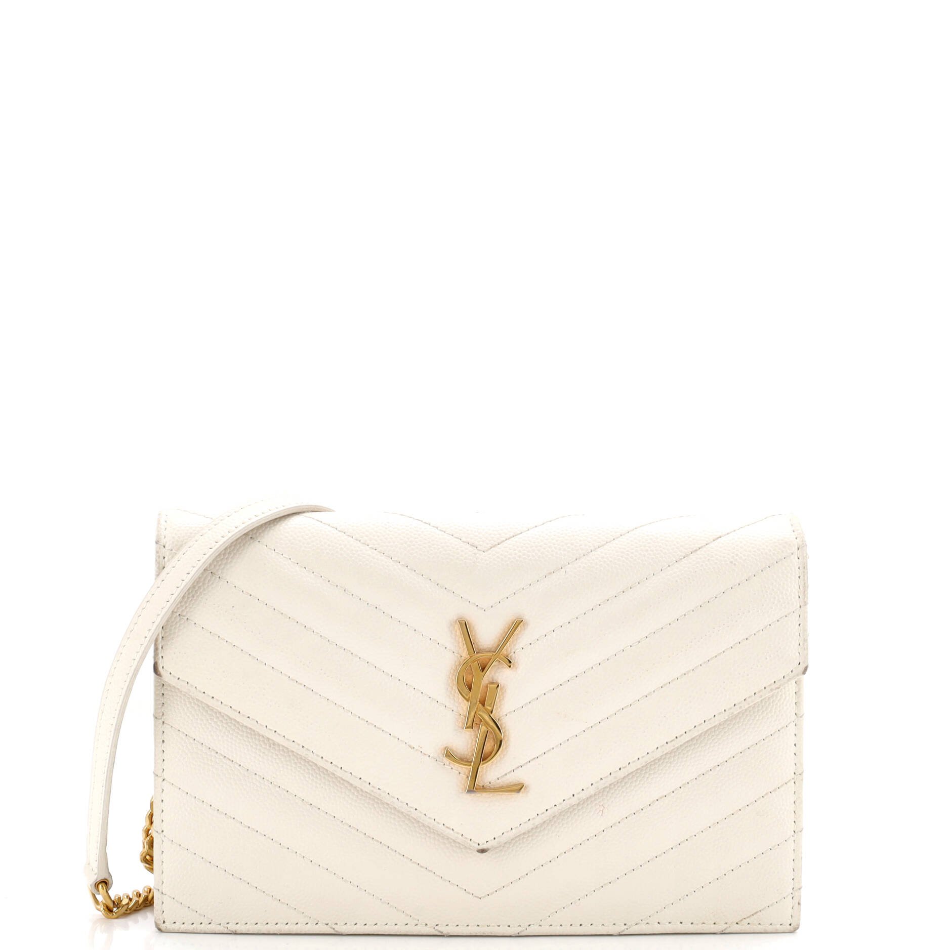 Classic Monogram Wallet on Chain Matelasse Chevron Leather Small
