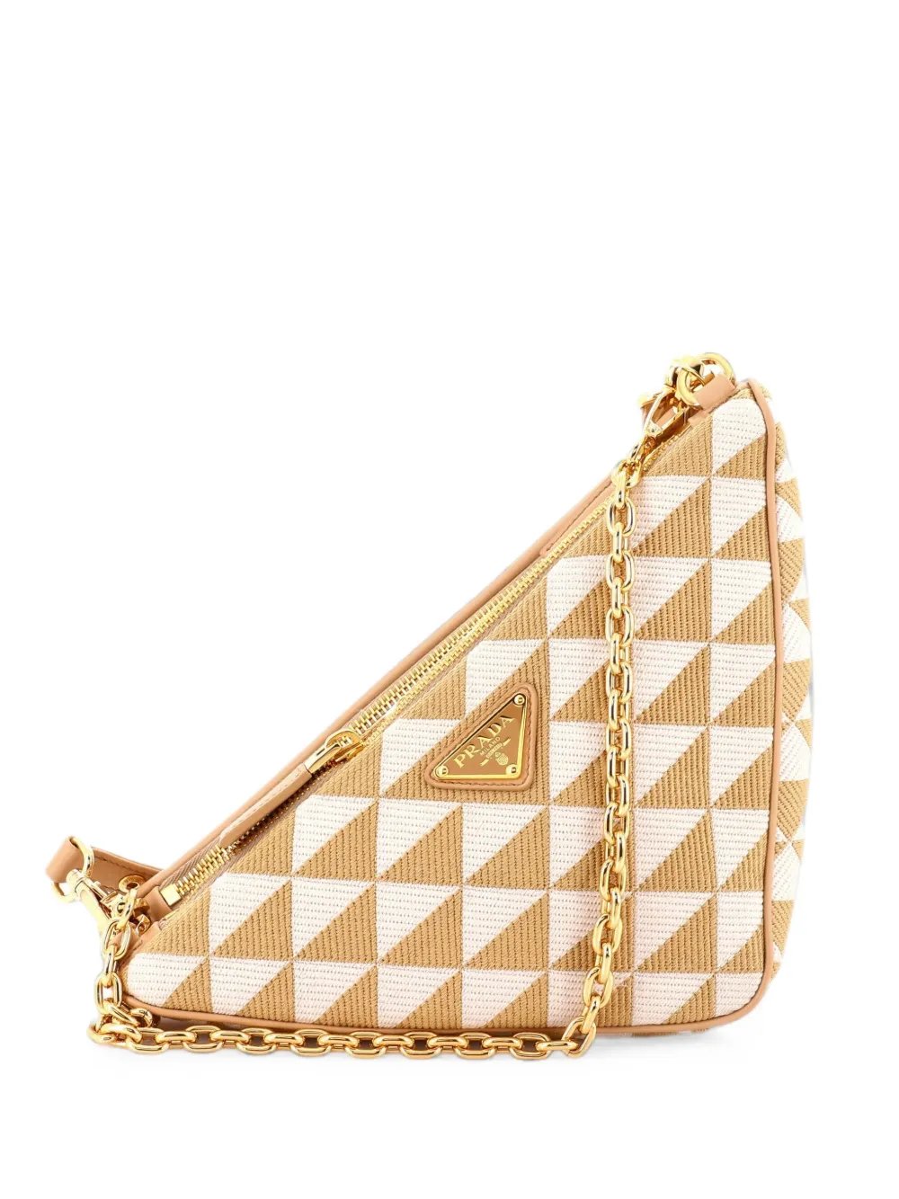 Prada Double Symbole Triangle Bag Leather and Jacquard Mini shoulder bag