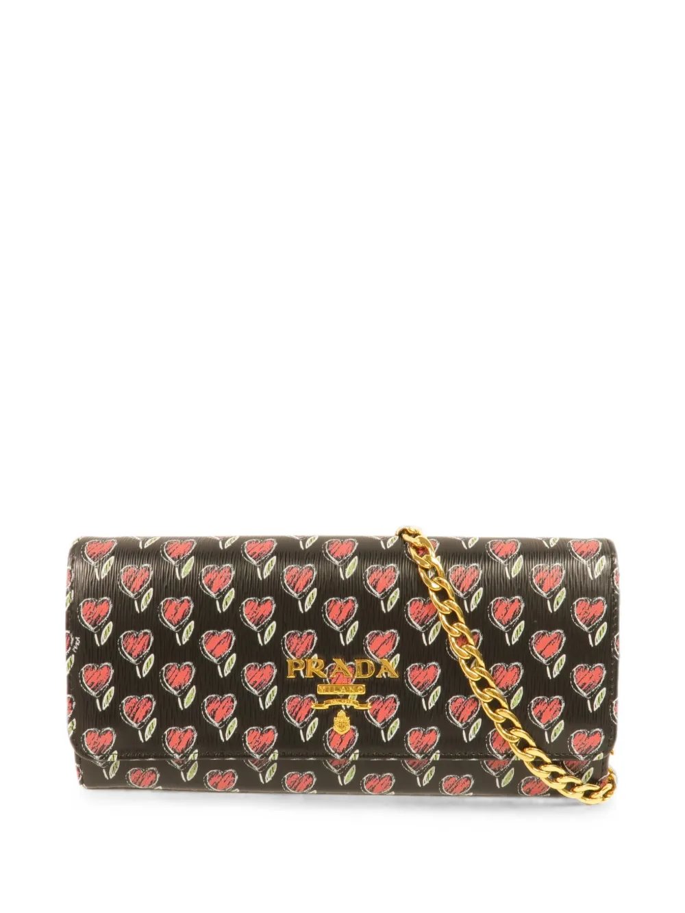 logo-detail heart-print clutch bag