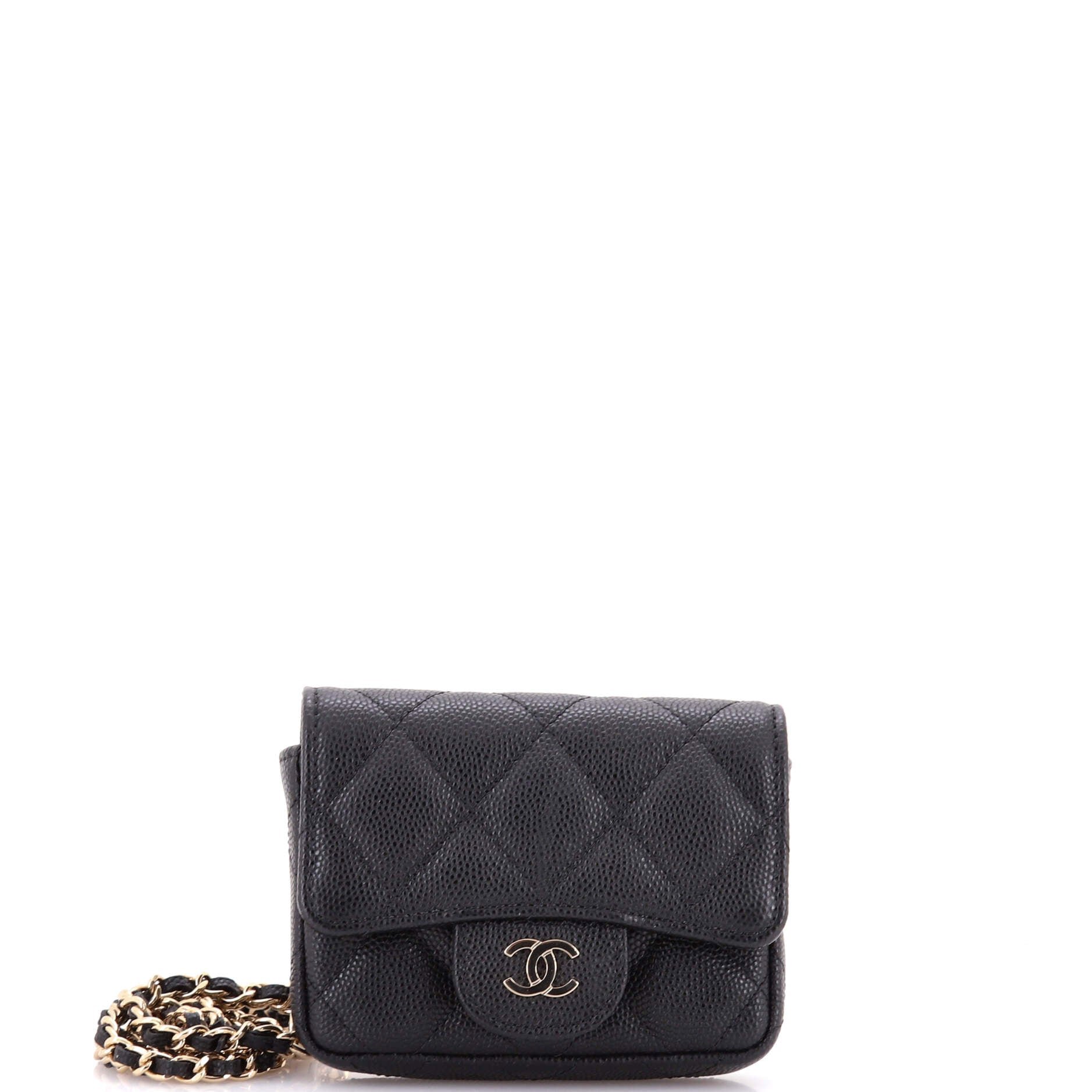 Classic Flap Chain Belt Bag Quilted Caviar Mini