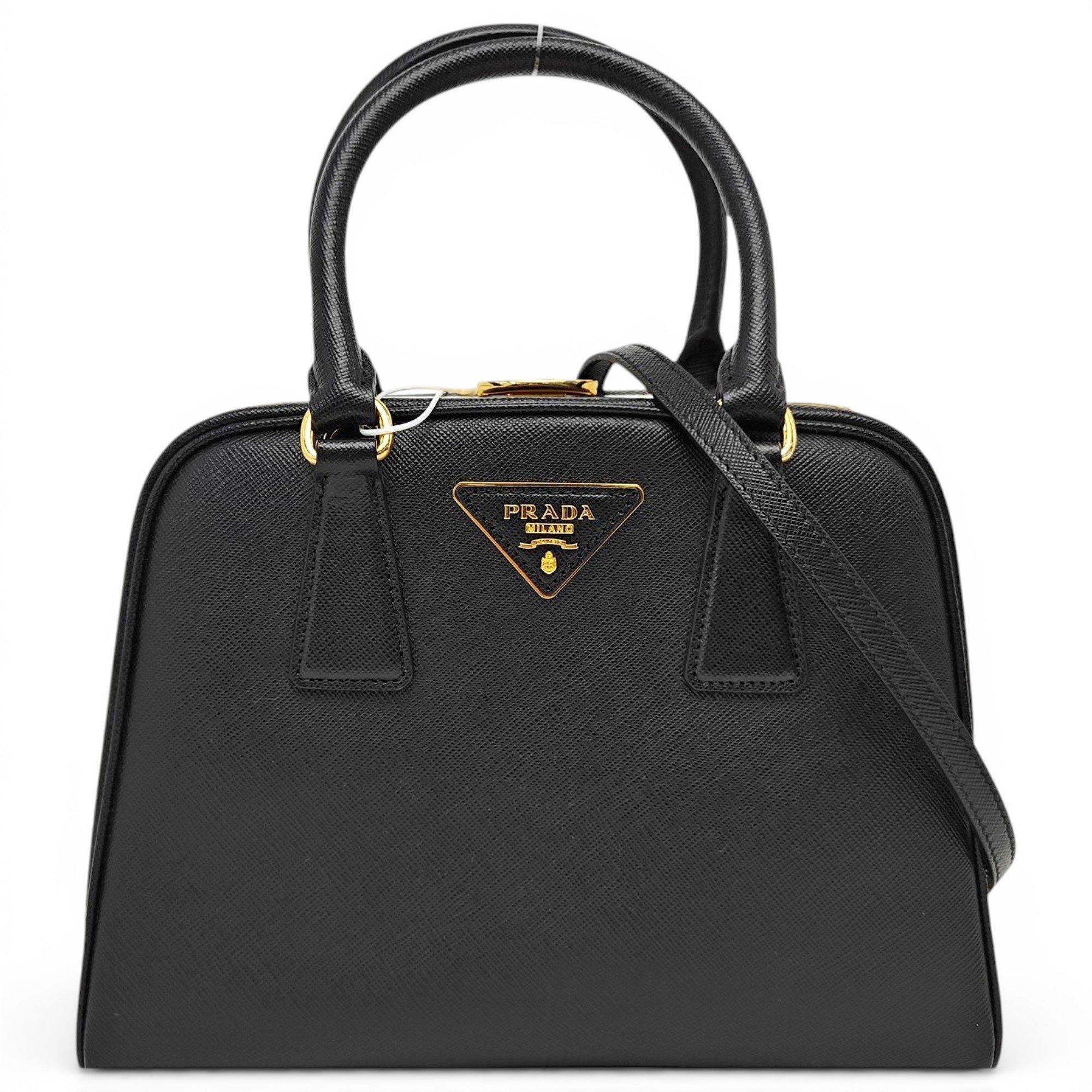 Pyramid leather handbag