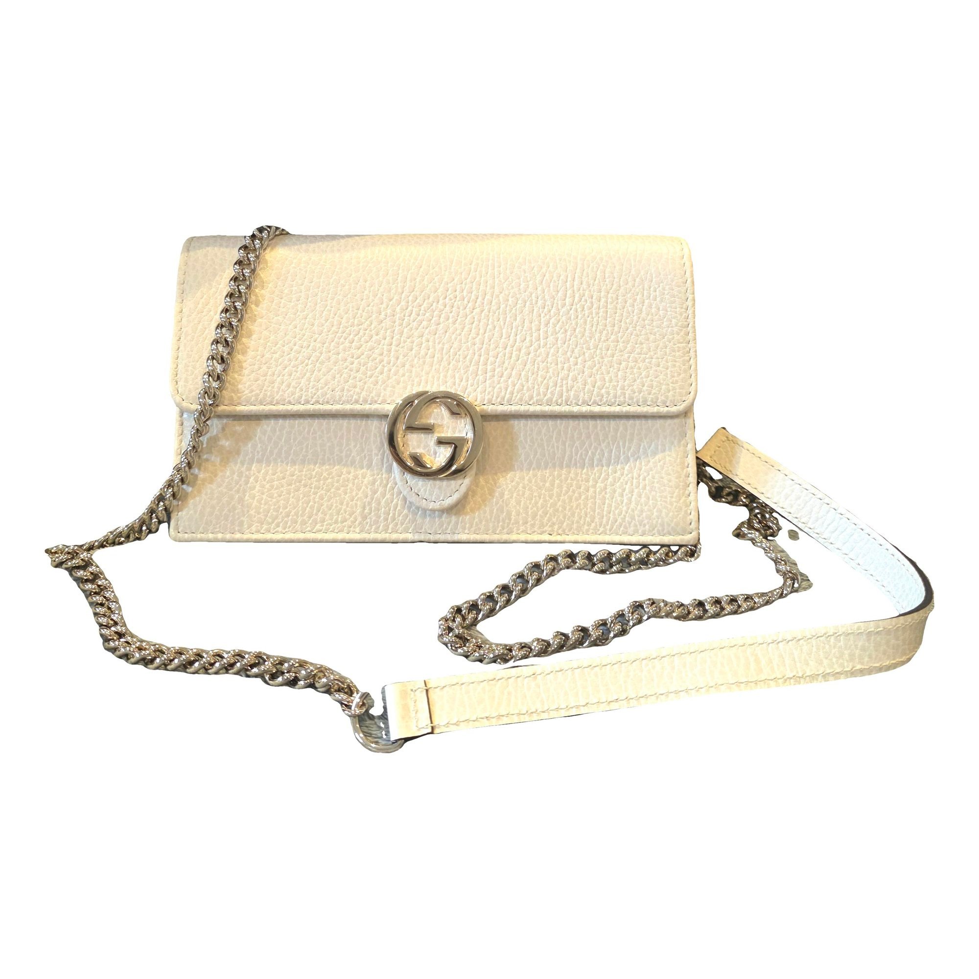 Interlocking leather clutch bag