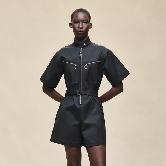 Noir Double Cotton Twill Jumpsuit