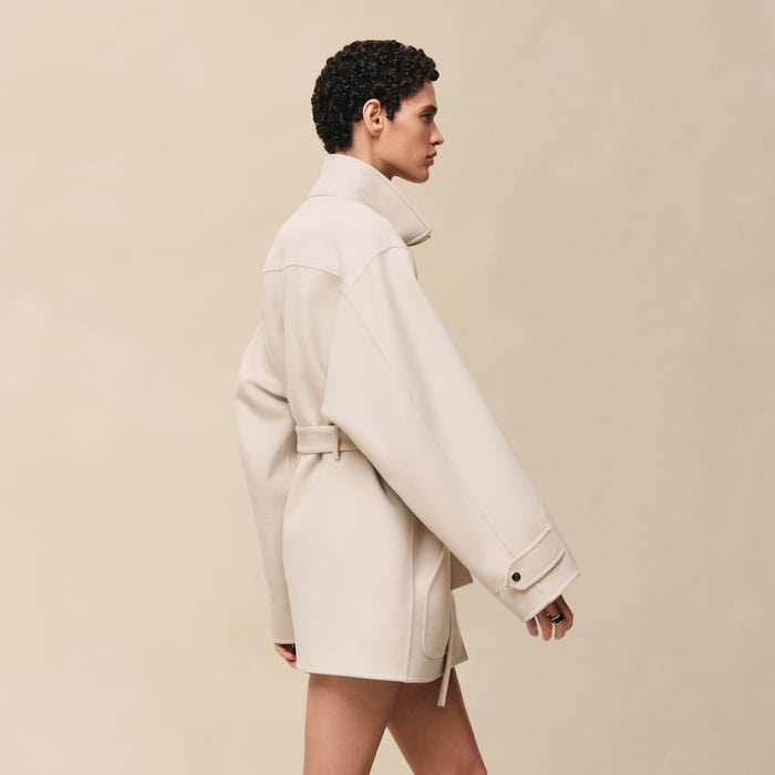 Blanc Sable Short Parka Coat