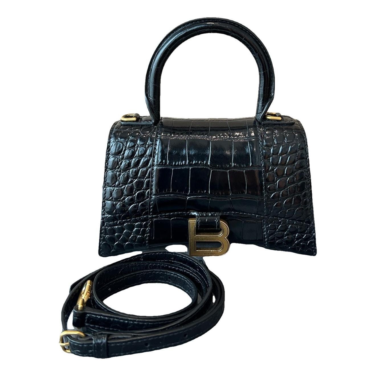 Hourglass leather handbag