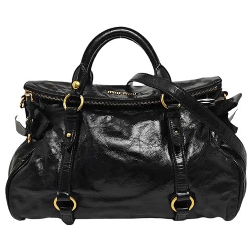 Bow bag leather handbag