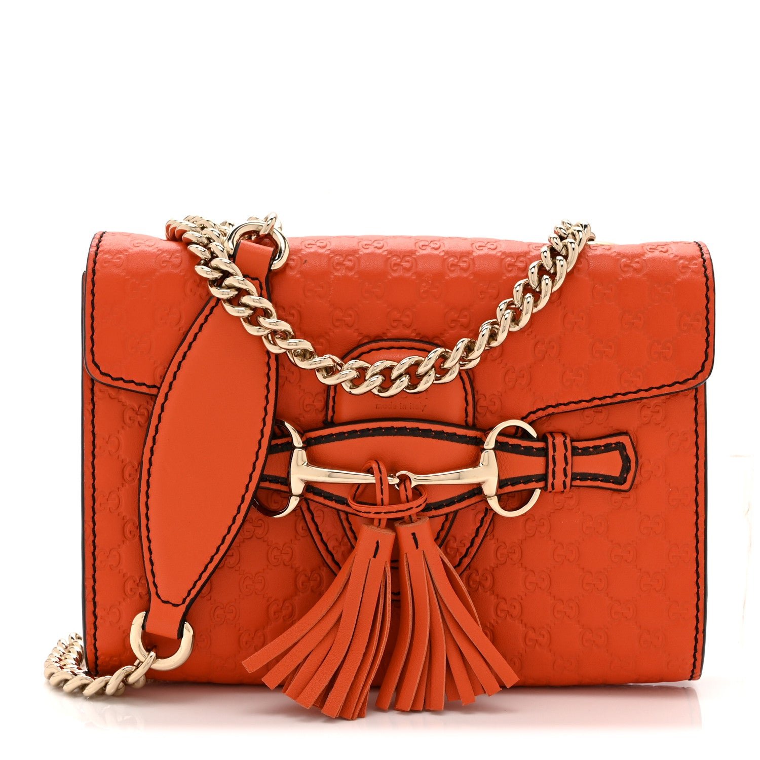 Gucci Soft Microguccissima Mini Emily Chain Shoulder Bag Sun Orange