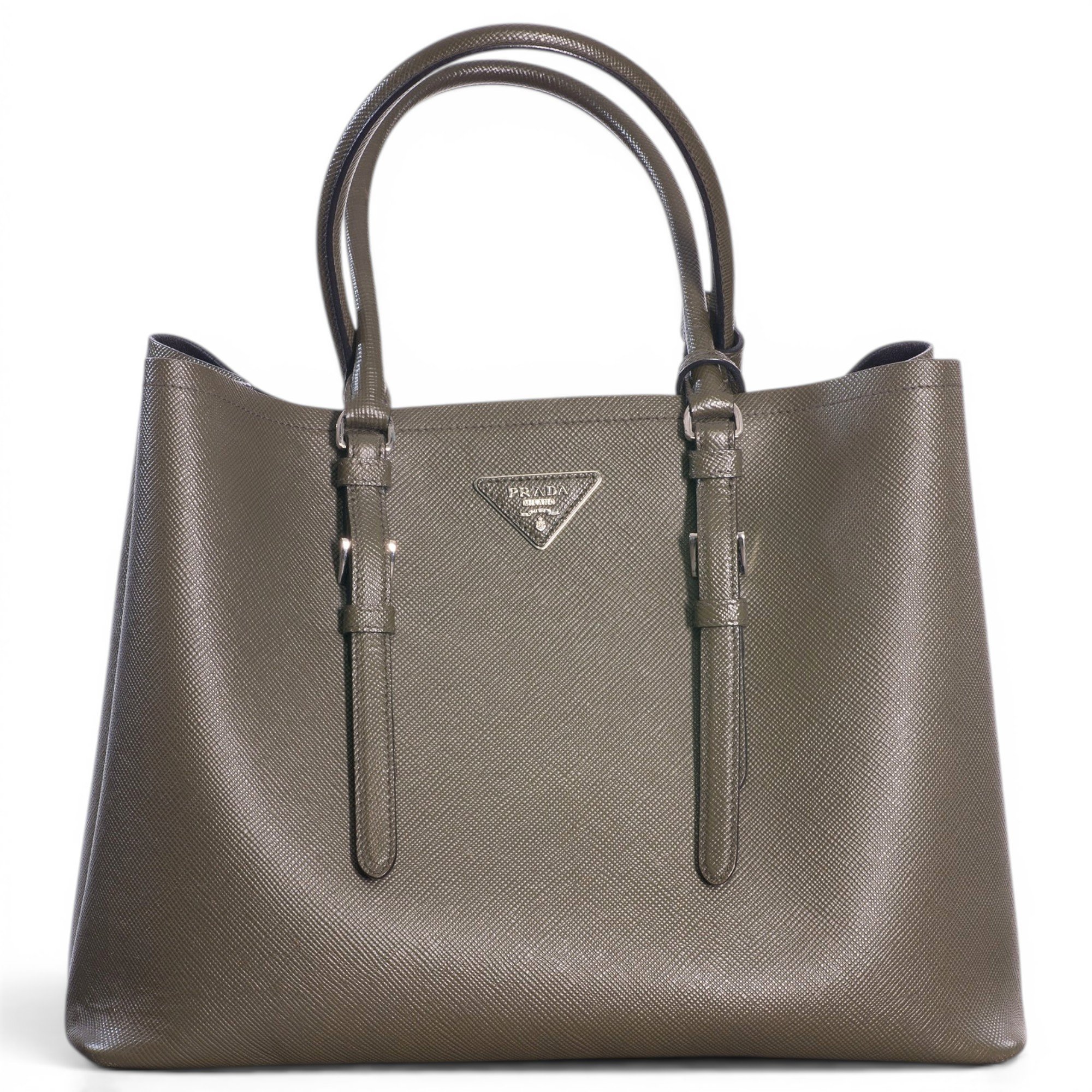 Double leather handbag