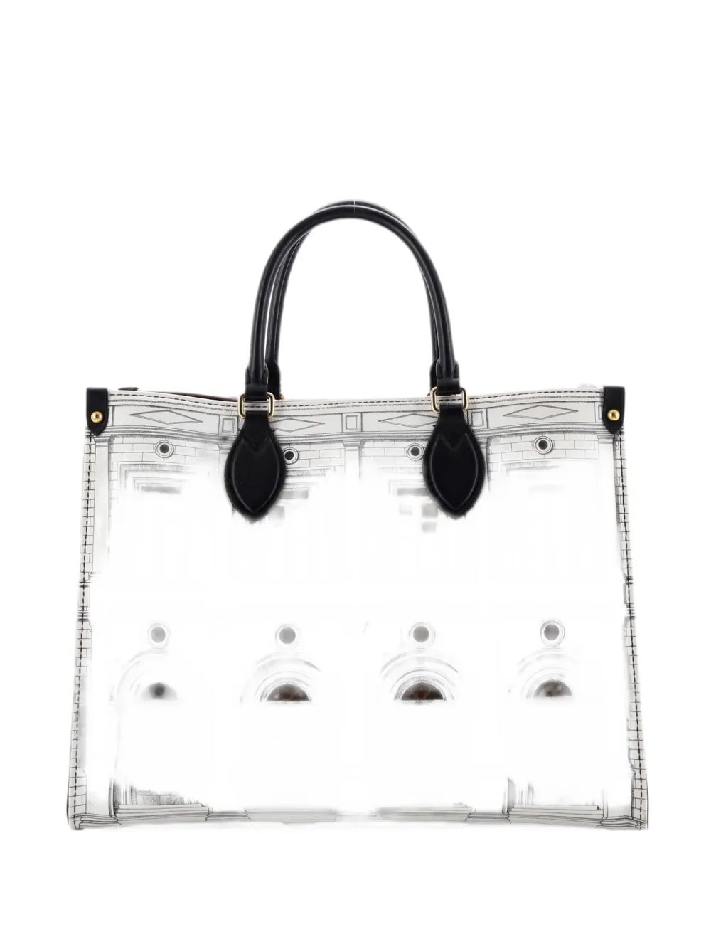 OnTheGo Limited Edition Fornasetti Architettura Print Leather and Monogram Canvas MM tote bag