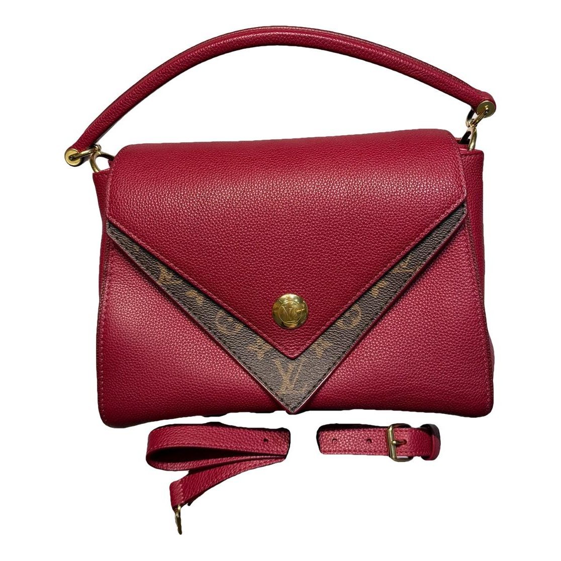 Double V leather handbag