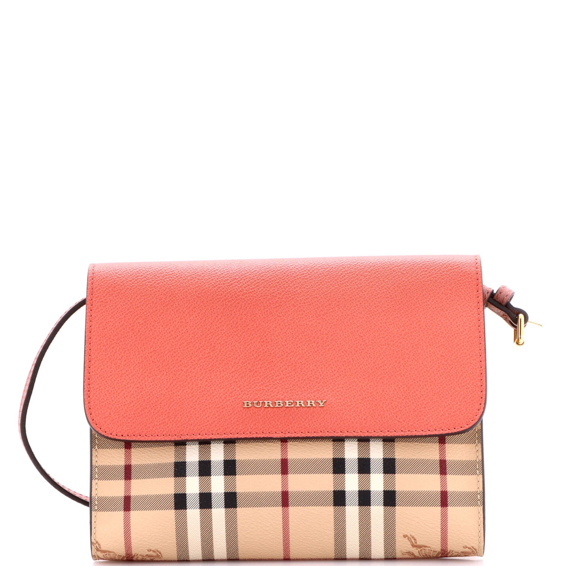 Burberry Loxley Crossbody Bag Haymarket Coated Canvas and Leather Small