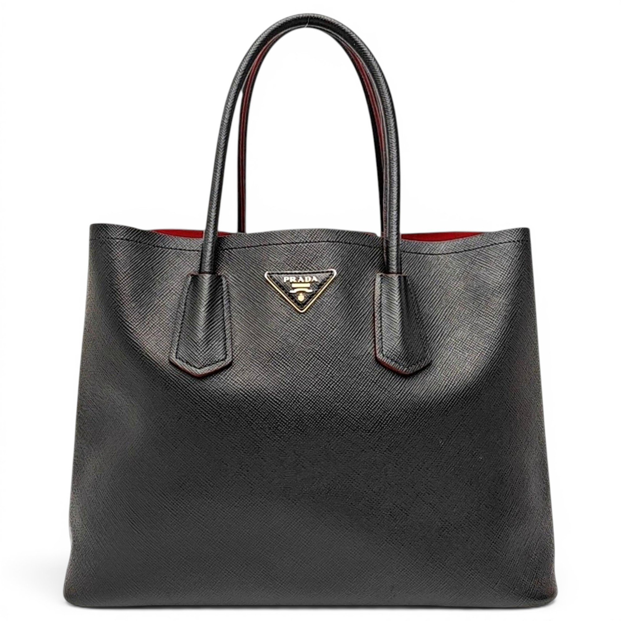 Double leather handbag
