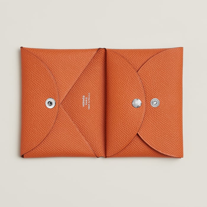 Orange Calvi Duo Compact Card Holder
