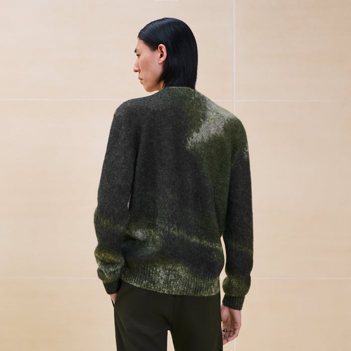 Kaki "Reflets Equestres" Buttoned Cardigan