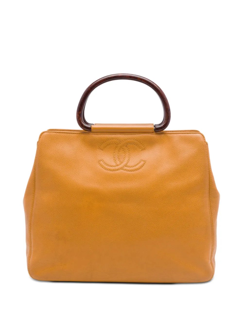 2000-2002 CC Caviar Wood Top Handle tote bag