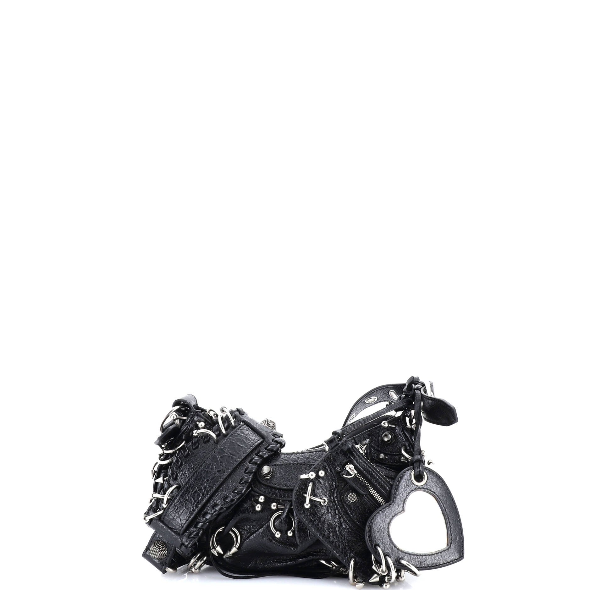 Balenciaga Le Cagole Giant Studs Shoulder Bag Piercing Embellished Leather XS