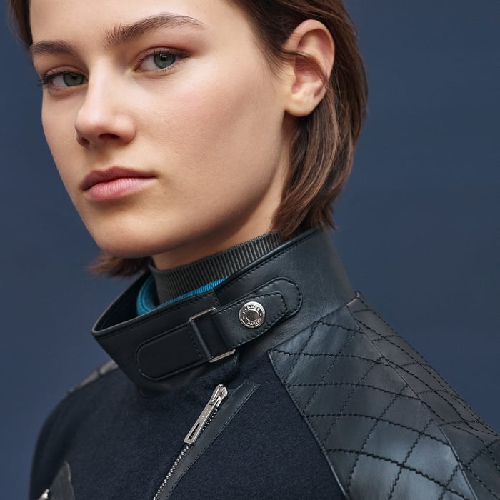 Bleu Noir Long Mixed Materials Cashmere Coat
