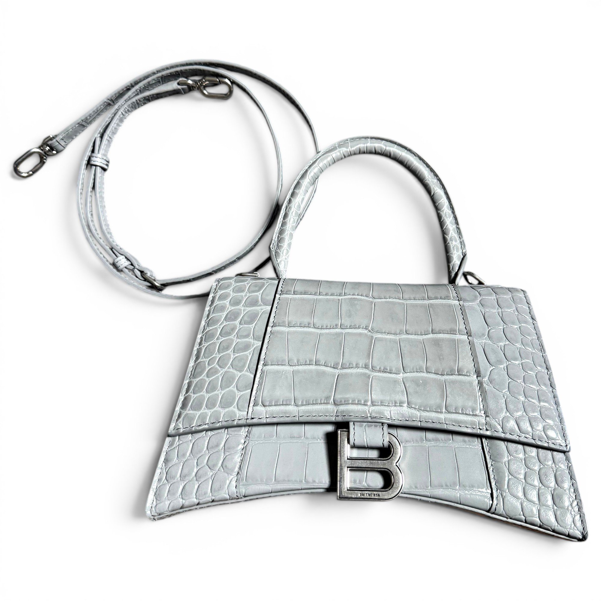Hourglass leather handbag