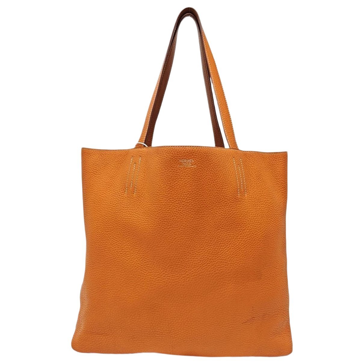 Double sens leather handbag