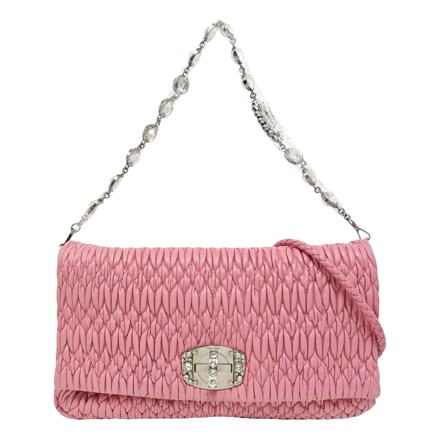 Miu Crystal leather handbag