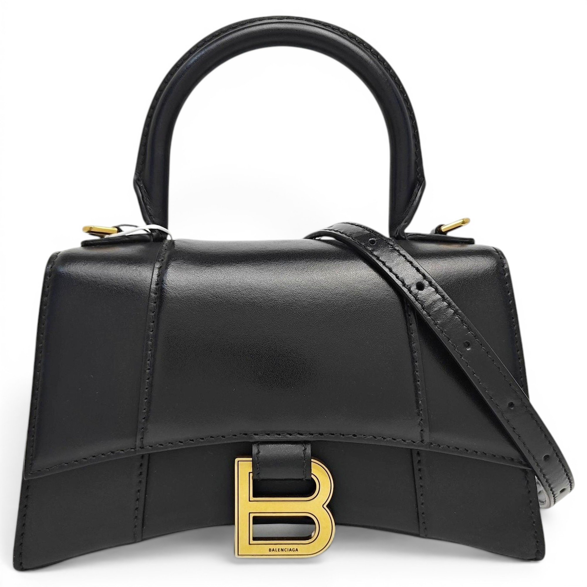 Hourglass leather handbag