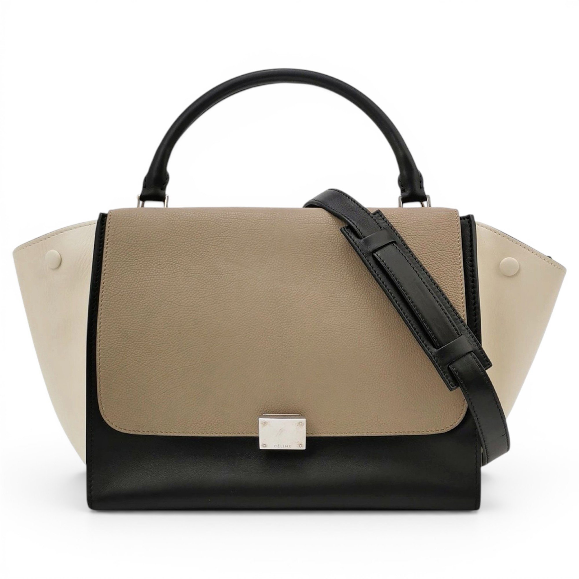 Trapèze leather handbag