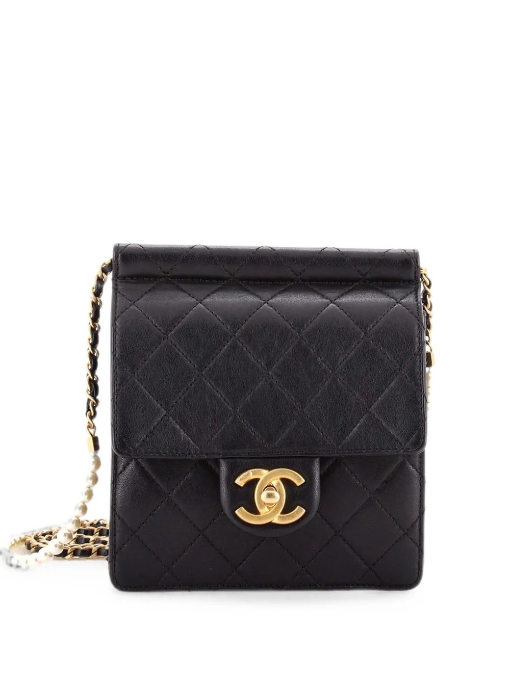 Pearl Chain Flap Bag Quilted Lambskin Small shoulder bag