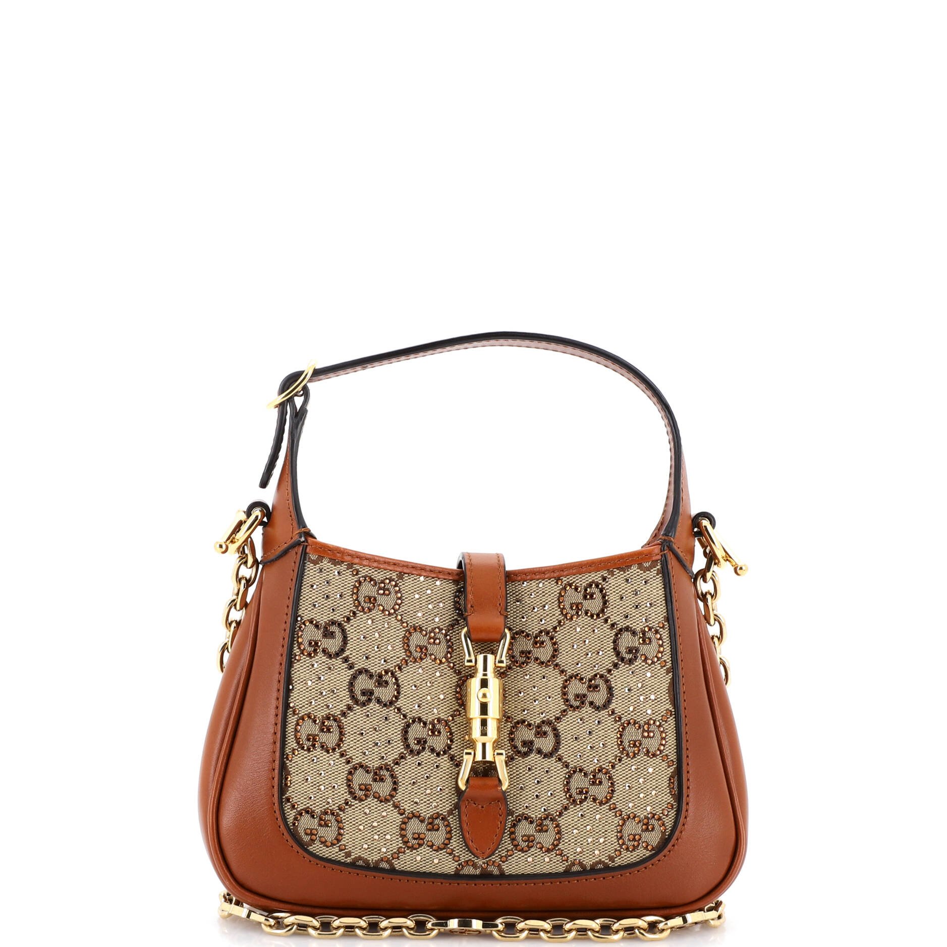 Jackie 1961 Chain Hobo Crystal Embellished GG Canvas Mini