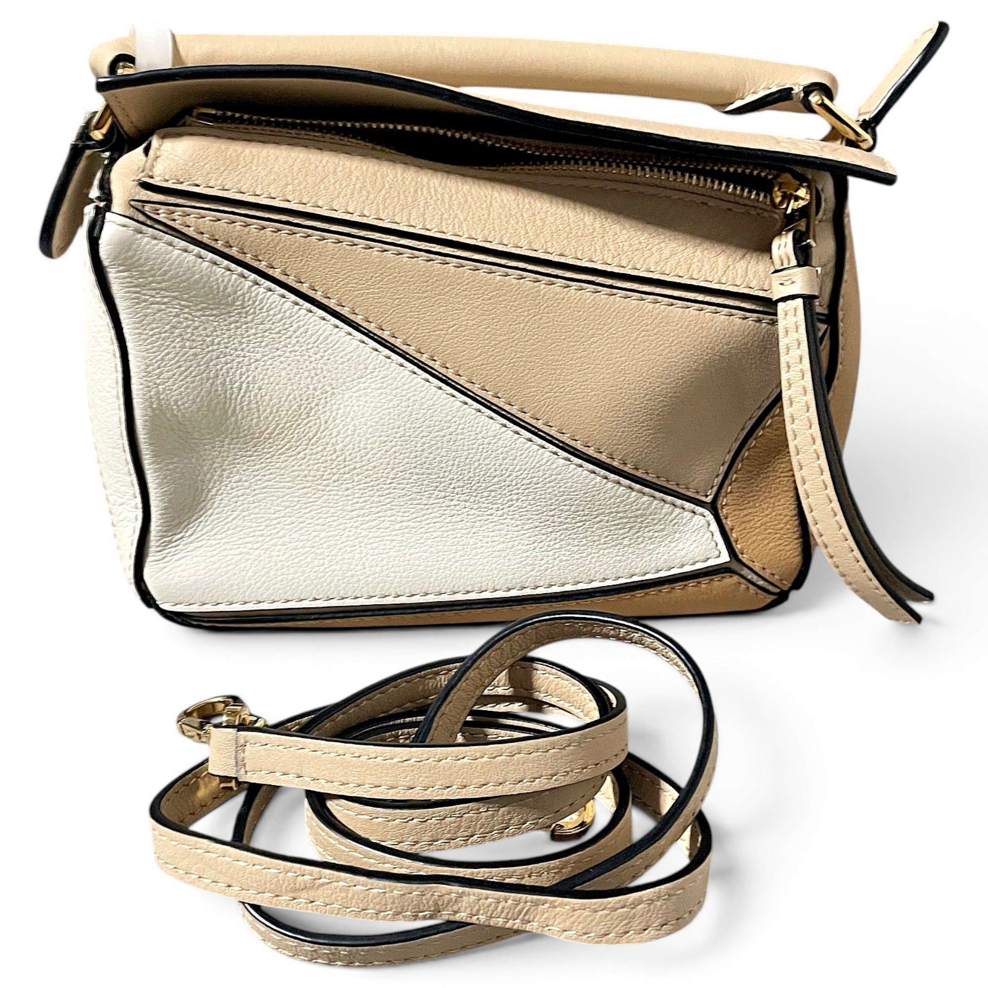Puzzle leather handbag