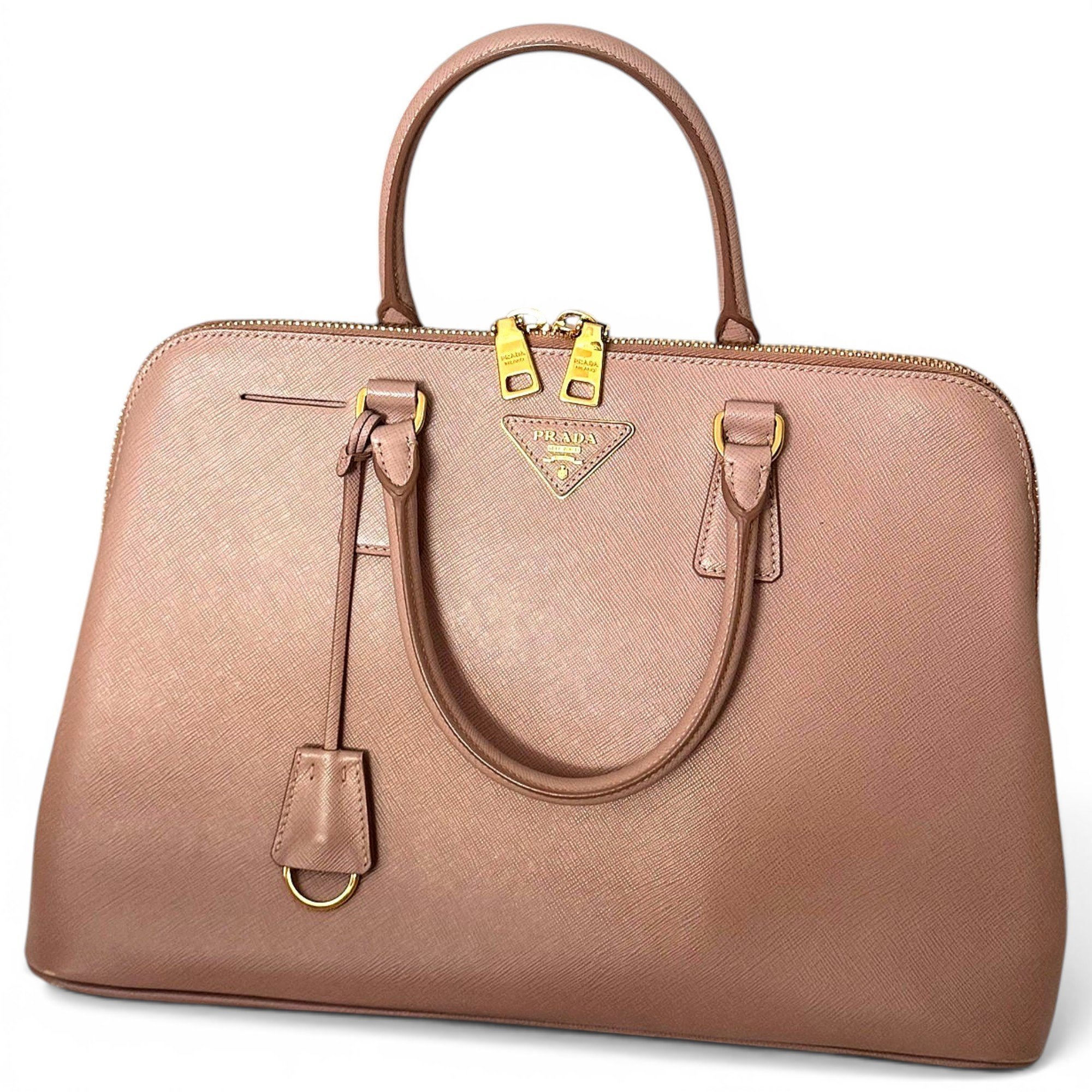 Pyramid leather handbag