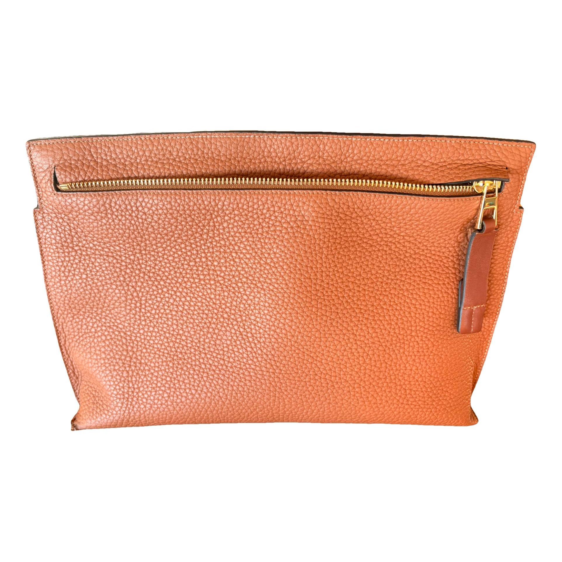 T Pouch leather clutch bag
