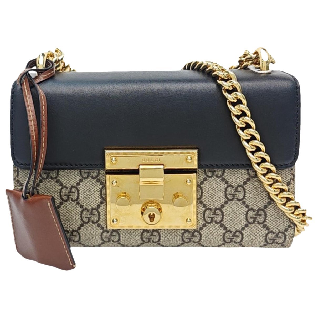 Padlock leather handbag