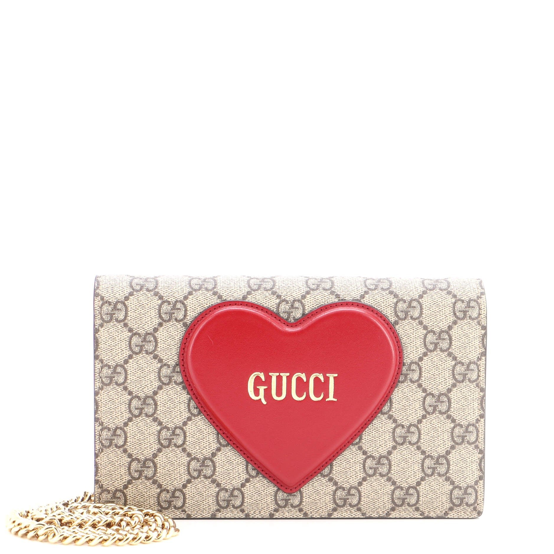Logo Heart Chain Wallet GG Coated Canvas