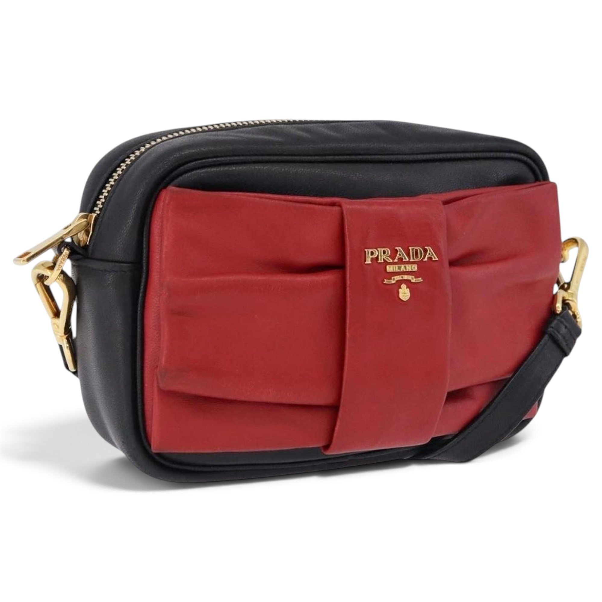 Ribbon leather handbag