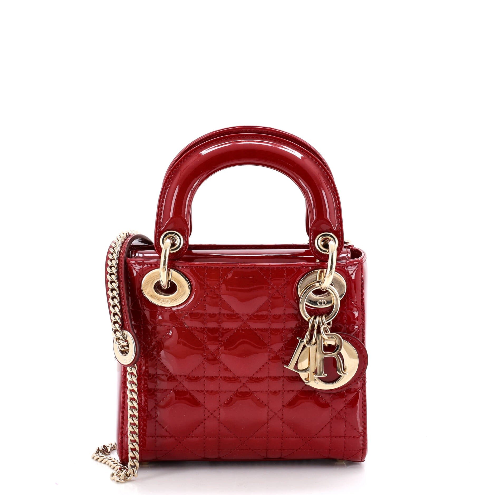 Lady Dior Chain Bag Cannage Quilt Patent Mini