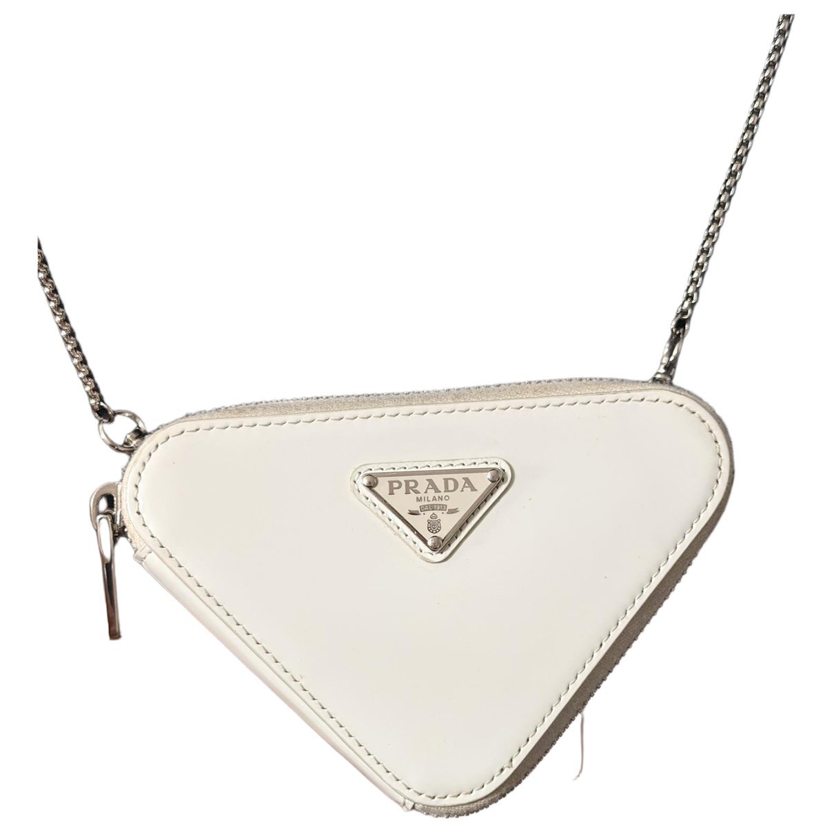 Triangle patent leather crossbody bag